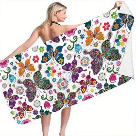 1pc Colorful Butterfly Beach Towels; Quick Drying Microfiber Beach Blanket; Super Soft; For Travel Swim Pool Diving Surfing Yoga Camping; 59 "x27